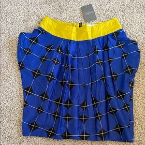 NWT Anthropologie Odille Blue and Yellow Geometric Skirt Sz 2